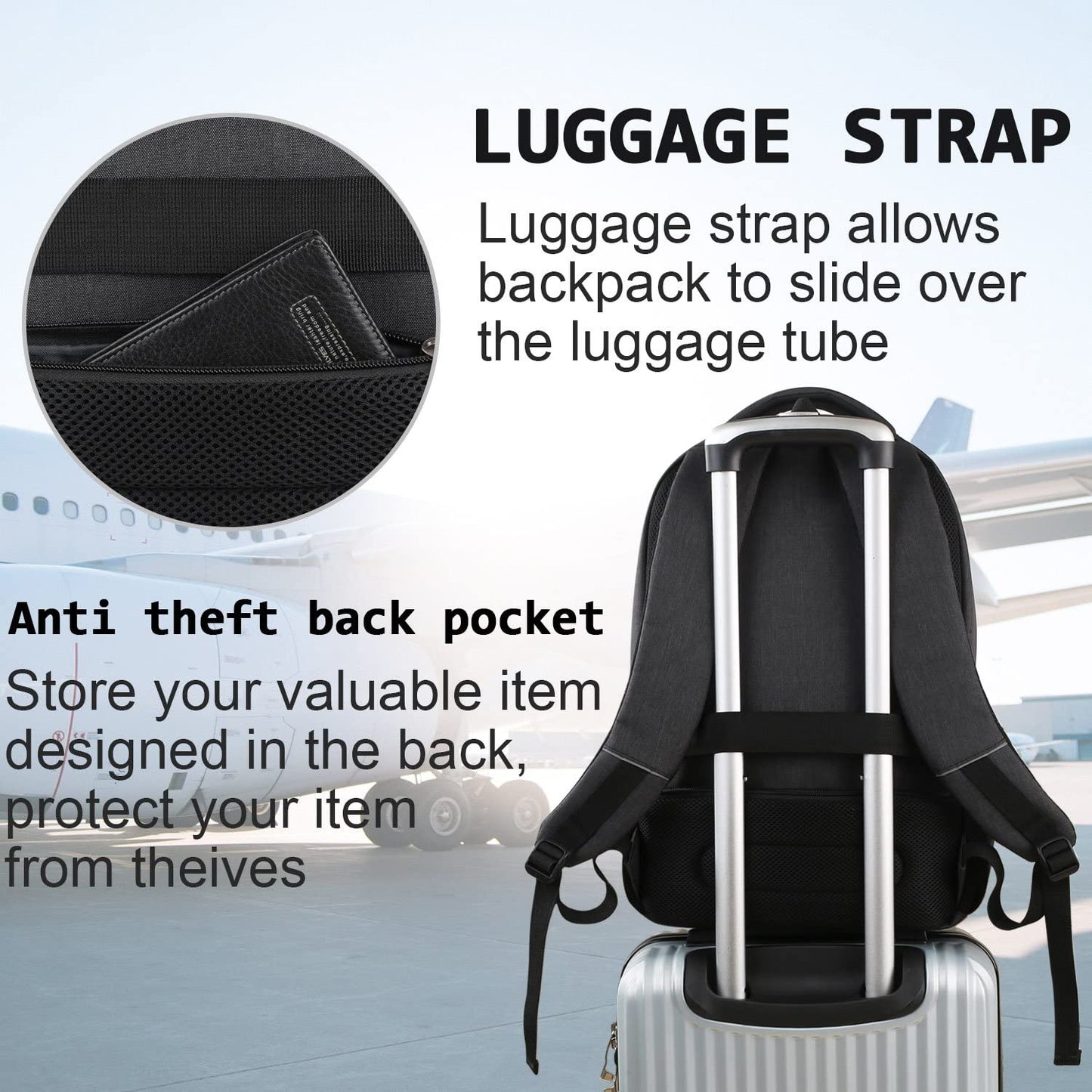 Laptop Backpack,Business Travel anti Theft Slim Durable Laptops Backpack,Water Resistant College Computer Bag for Women & Men Fits 15.6 Inch Laptop and Notebook - Black