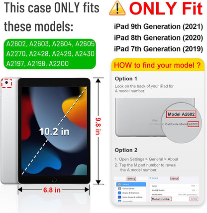 Slimshell Case for Ipad 9Th / 8Th / 7Th Generation (2021/2020/2019 Model) 10.2 Inch - [Built-In Pencil Holder] Soft TPU Protective Stand Back Cover with Auto Wake/Sleep, Composition Book Black