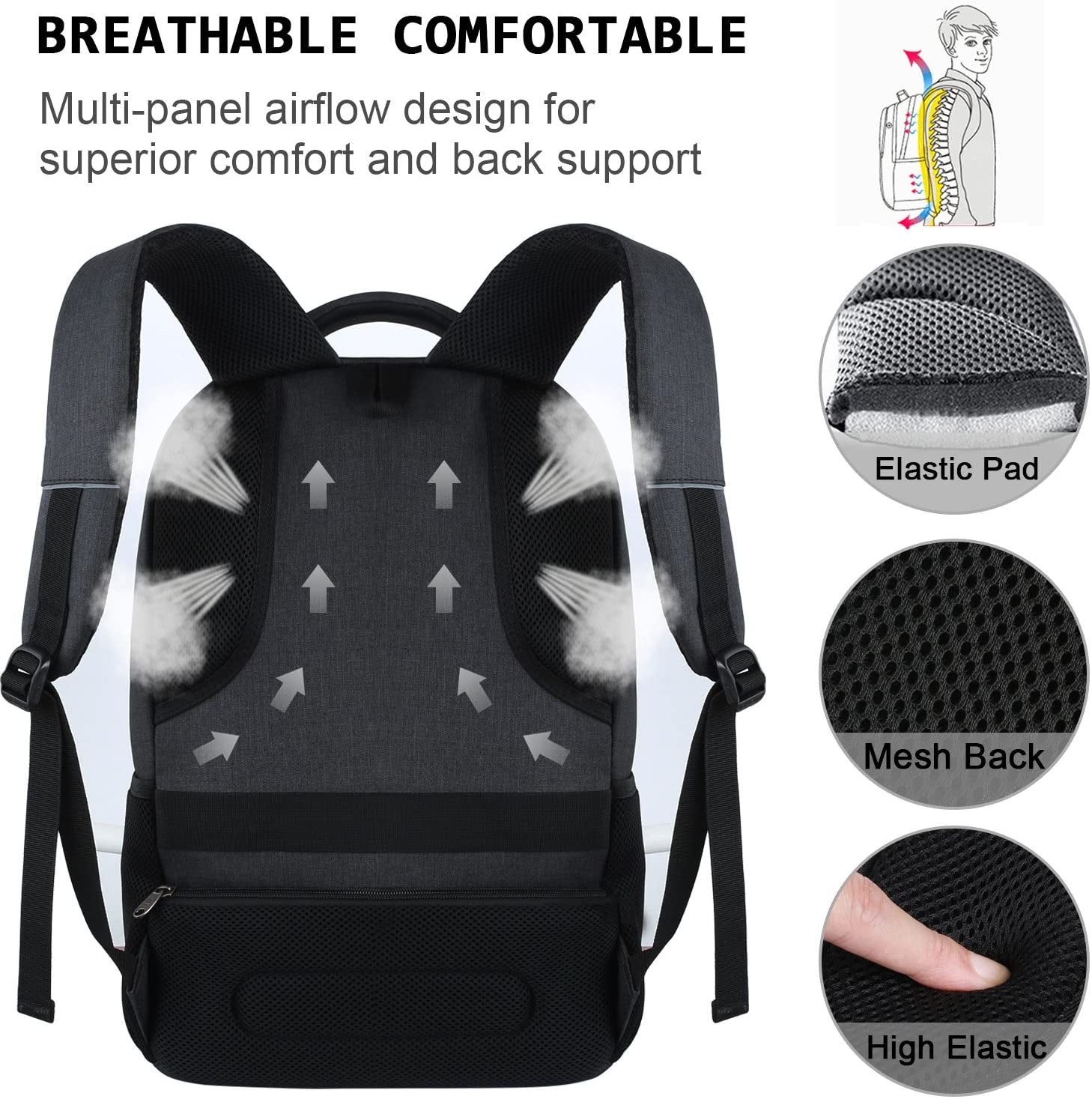 Laptop Backpack,Business Travel anti Theft Slim Durable Laptops Backpack,Water Resistant College Computer Bag for Women & Men Fits 15.6 Inch Laptop and Notebook - Black