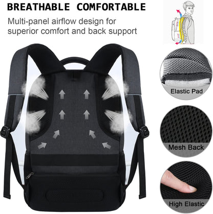 Laptop Backpack,Business Travel anti Theft Slim Durable Laptops Backpack,Water Resistant College Computer Bag for Women & Men Fits 15.6 Inch Laptop and Notebook - Black